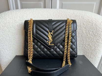 Yves Saint Laurent (YSL) Black Medium Envelope Bag