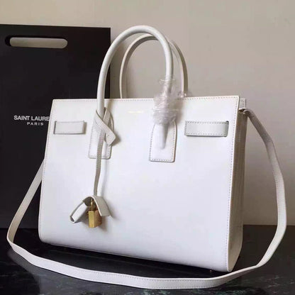 Yves Saint Laurent Small Sac De Jour Bag In White Leather