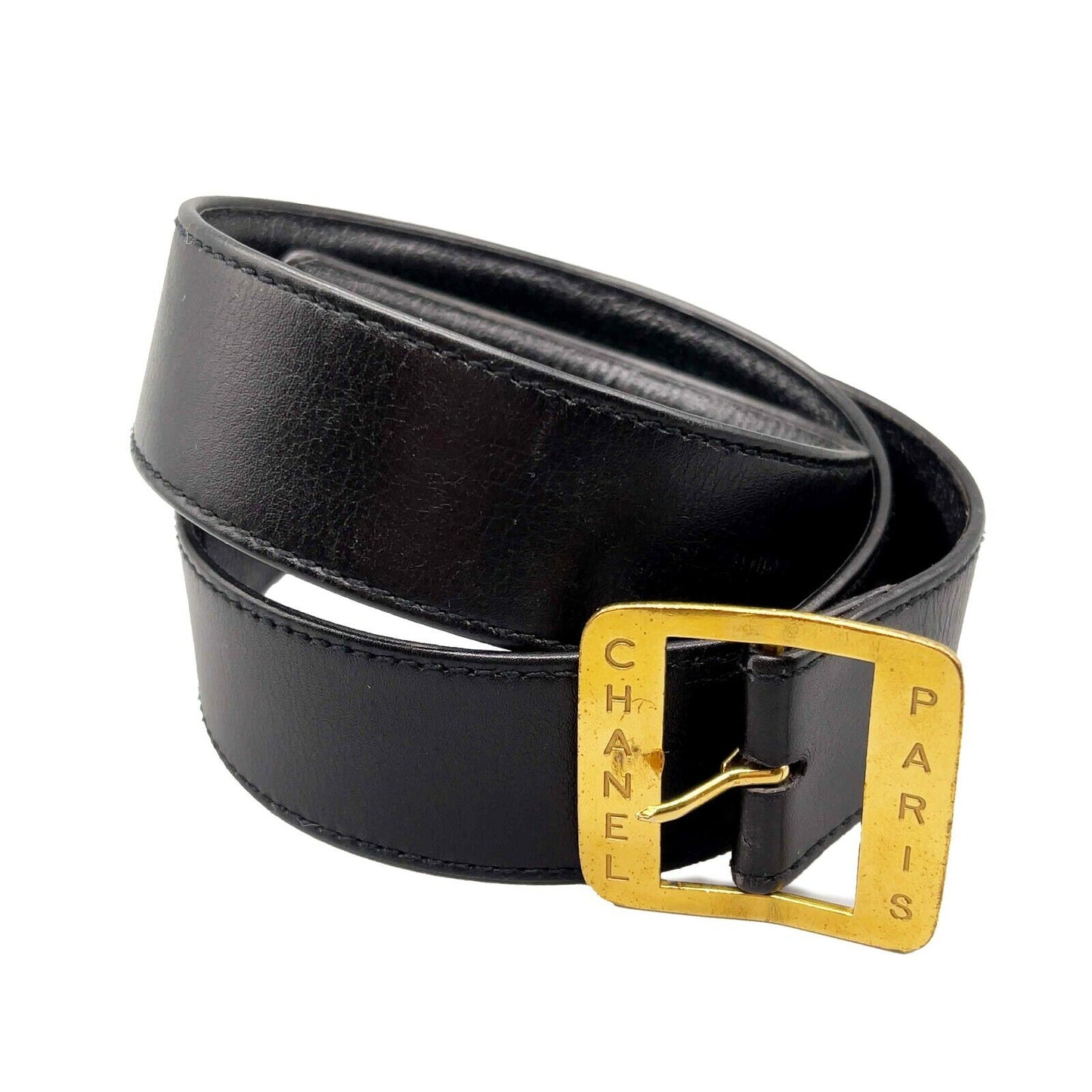 CHANEL - 03P Stamped  PARIS Leather - Black - 32 - Belt