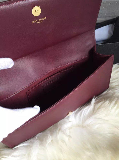 Yves Saint Laurent Burgundy Classic Monogramme Clutch Bag