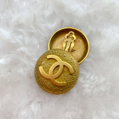 Chanel Vintage Double C Gold Earrings