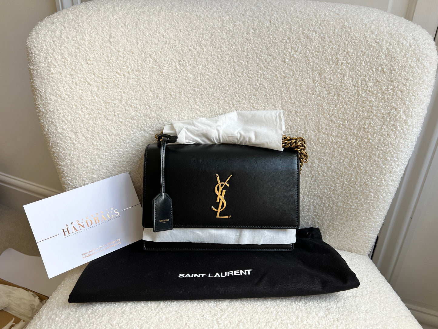 Yves Saint Laurent (YSL) Black Medium Sunset with Gold Hardware