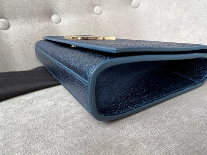 Yves Saint Laurent (YSL) Blue Glitter Cassandre Clutch