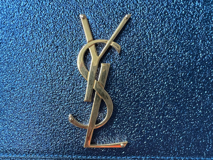 Yves Saint Laurent (YSL) Blue Glitter Cassandre Clutch