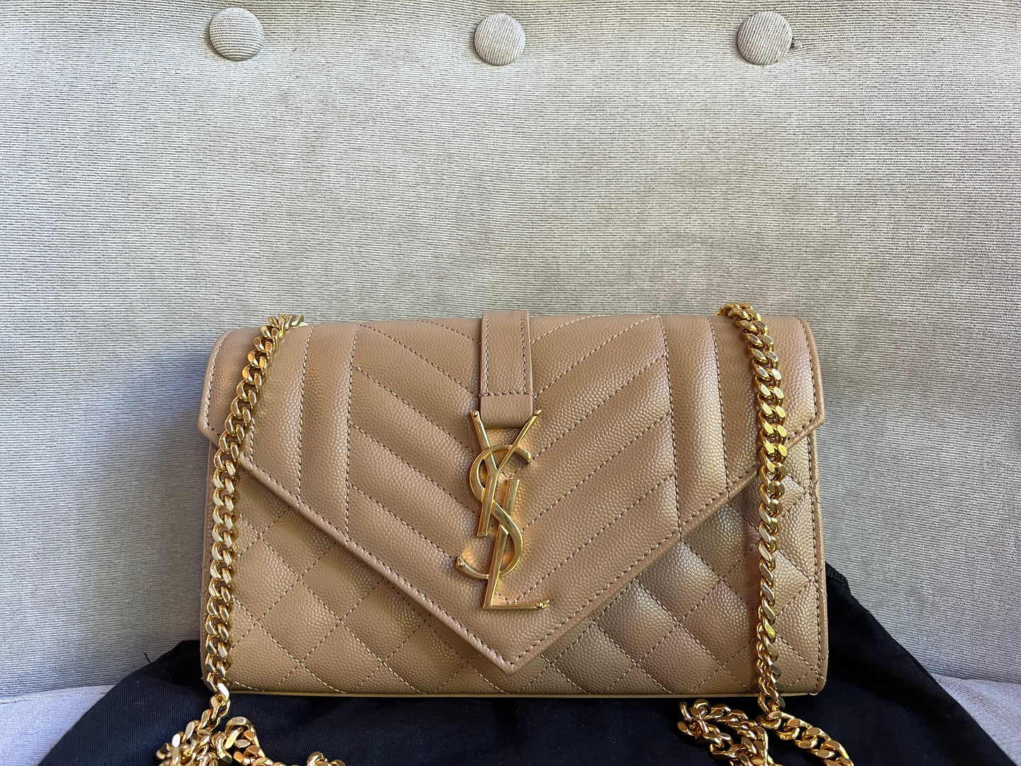 Yves Saint Laurent (YSL) Beige Small Envelope Bag