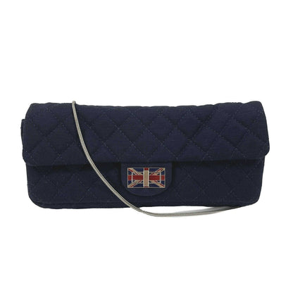 CHANEL - 2008 Paris London Union Jack - Navy Blue Flap Clutch / Shoulder Bag