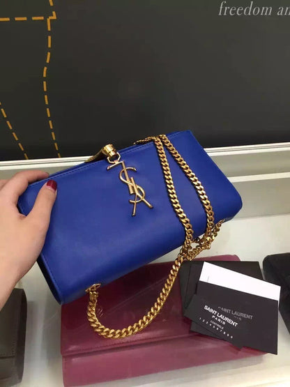 Yves Saint Laurent Medium Monogramme Tassel Bag In Blue Calfskin