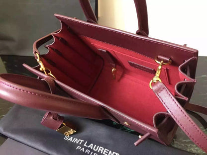 Yves Saint Laurent Nano Sac De Jour Bag In Burgundy Leather