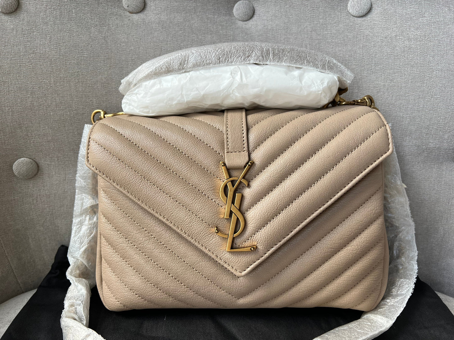 Yves Saint Laurent (YSL) Beige Medium College