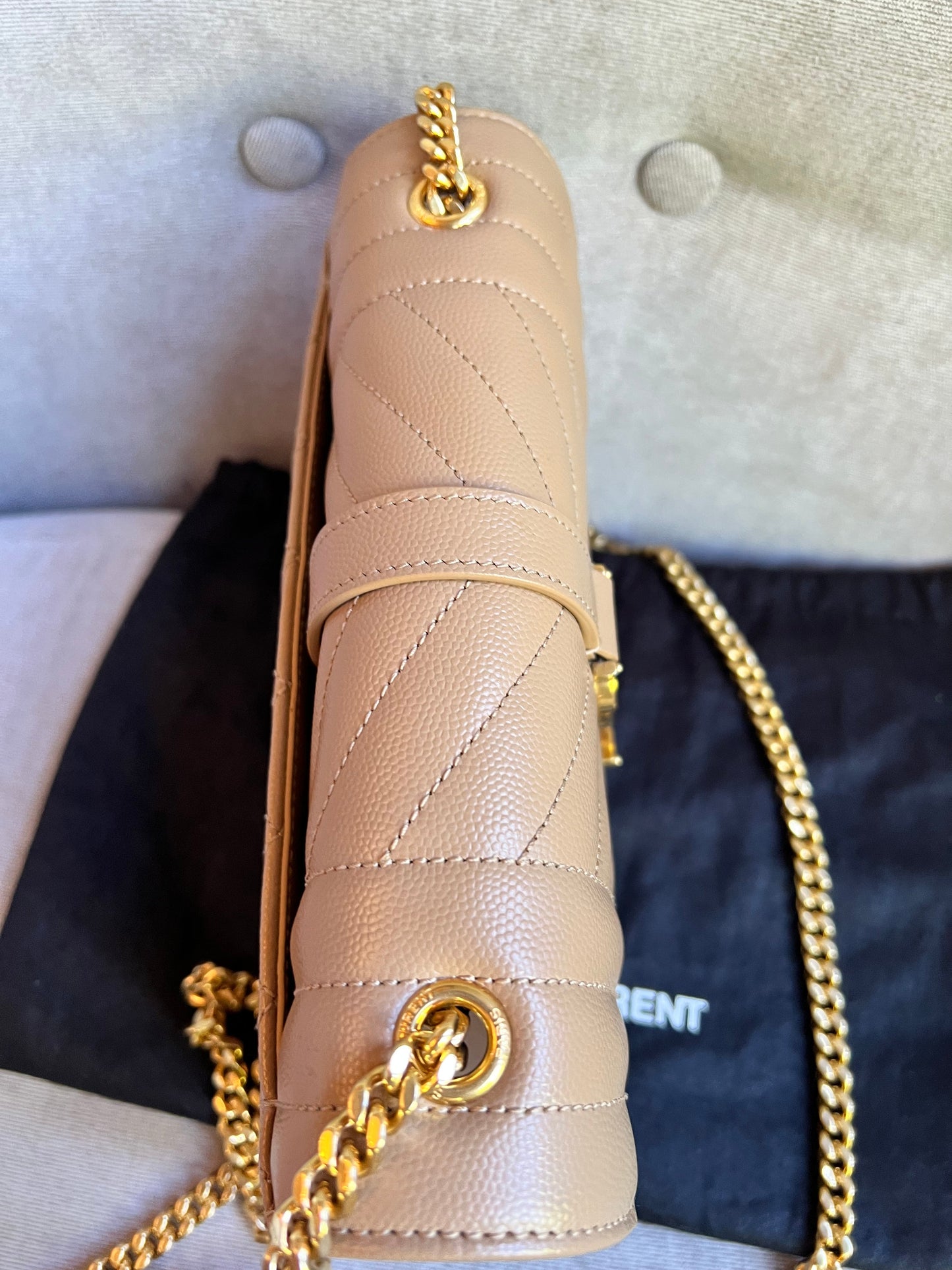 Yves Saint Laurent (YSL) Beige Small Envelope Bag