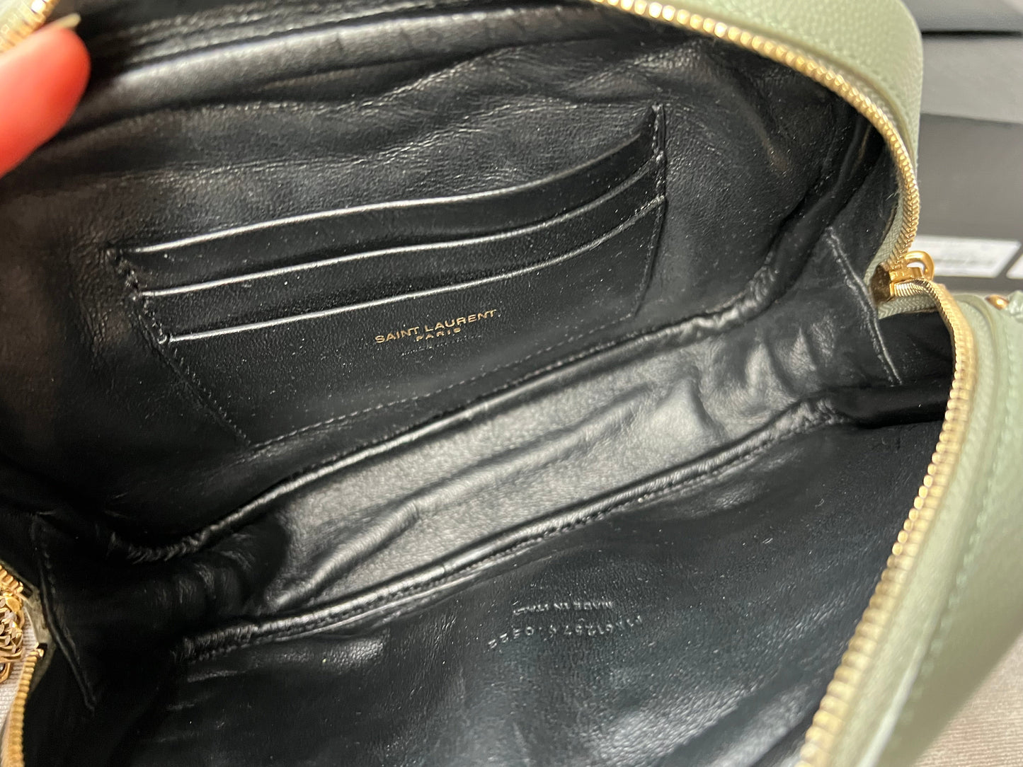 Yves Saint Laurent (YSL) Sage Green Mini Lou Camera Bag