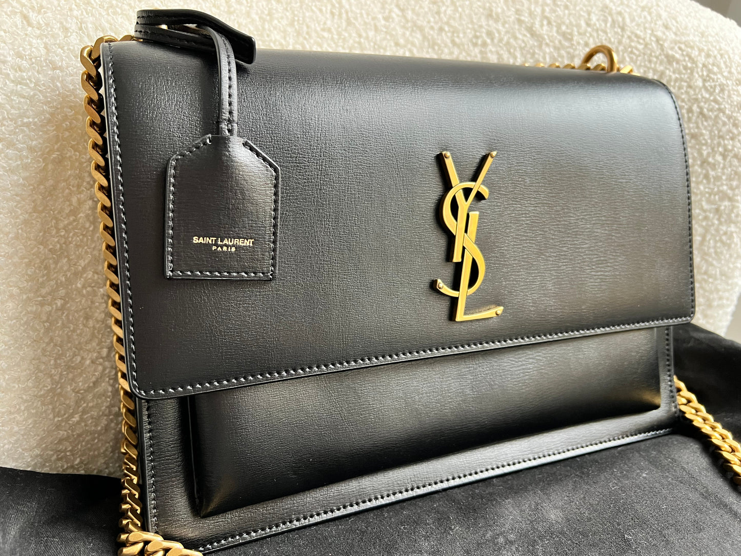 Yves Saint Laurent (YSL) Black Large Sunset with Gold Hardware