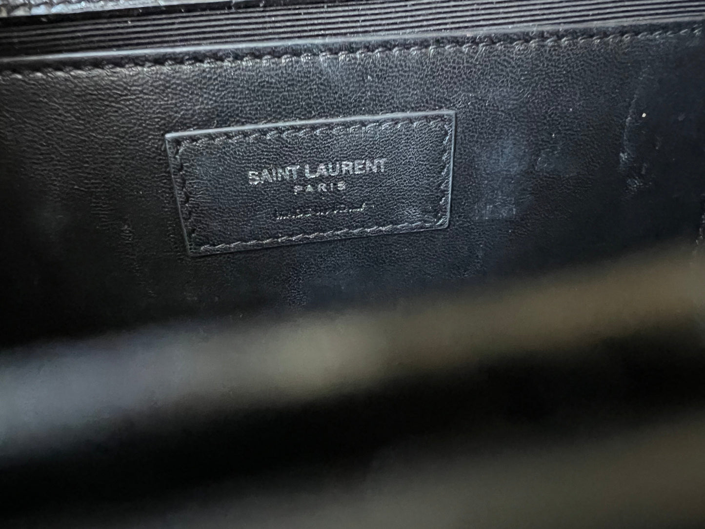 Yves Saint Laurent (YSL) Black Croc Print Kate Clutch