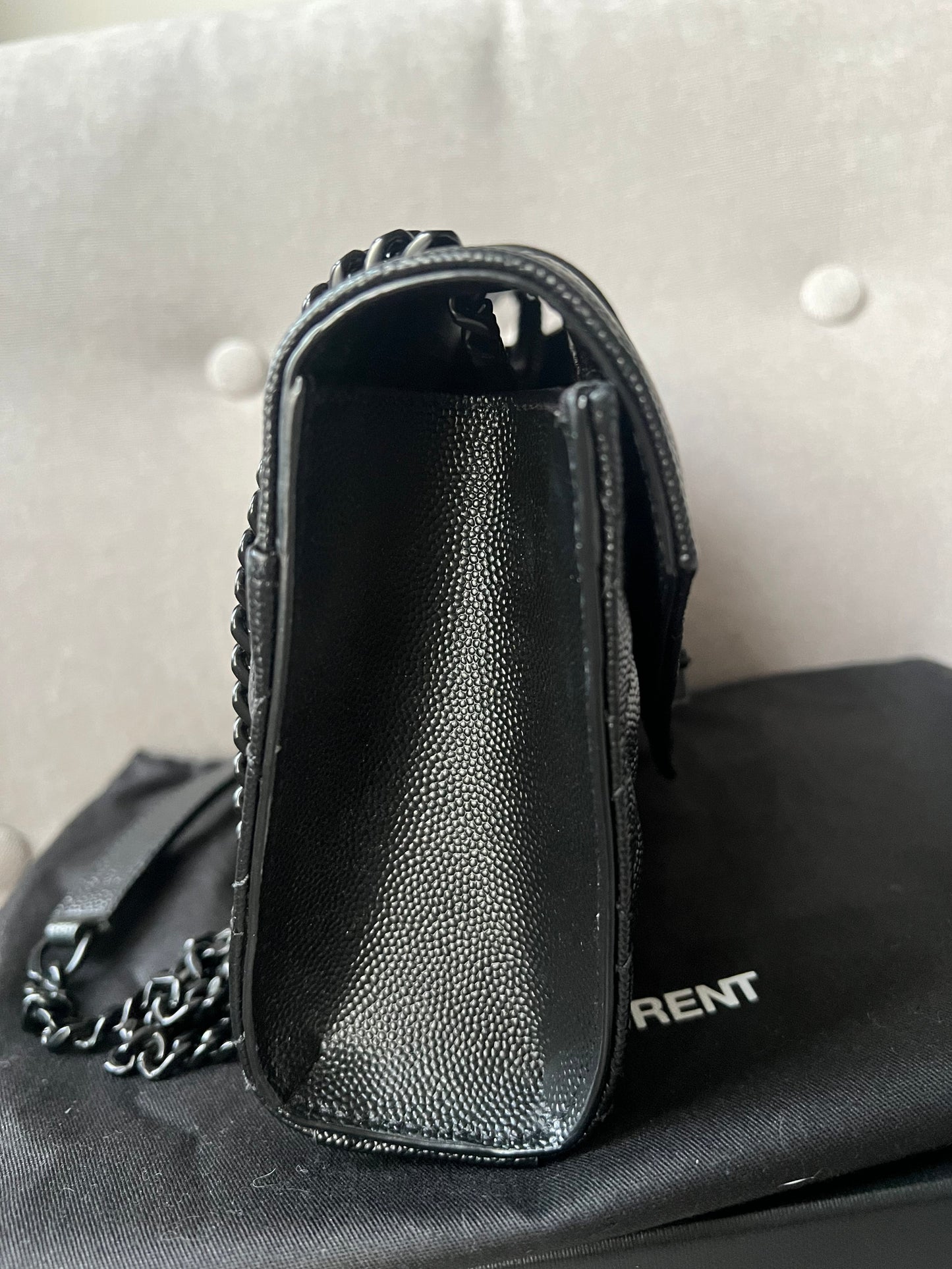 Yves Saint Laurent (YSL) Black on Black Small Envelope Bag