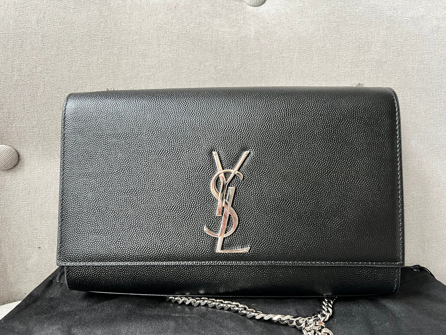 Yves Saint Laurent (YSL) Black Medium Kate with Silver Hardware