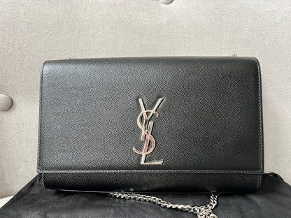 Yves Saint Laurent (YSL) Black Medium Kate with Silver Hardware