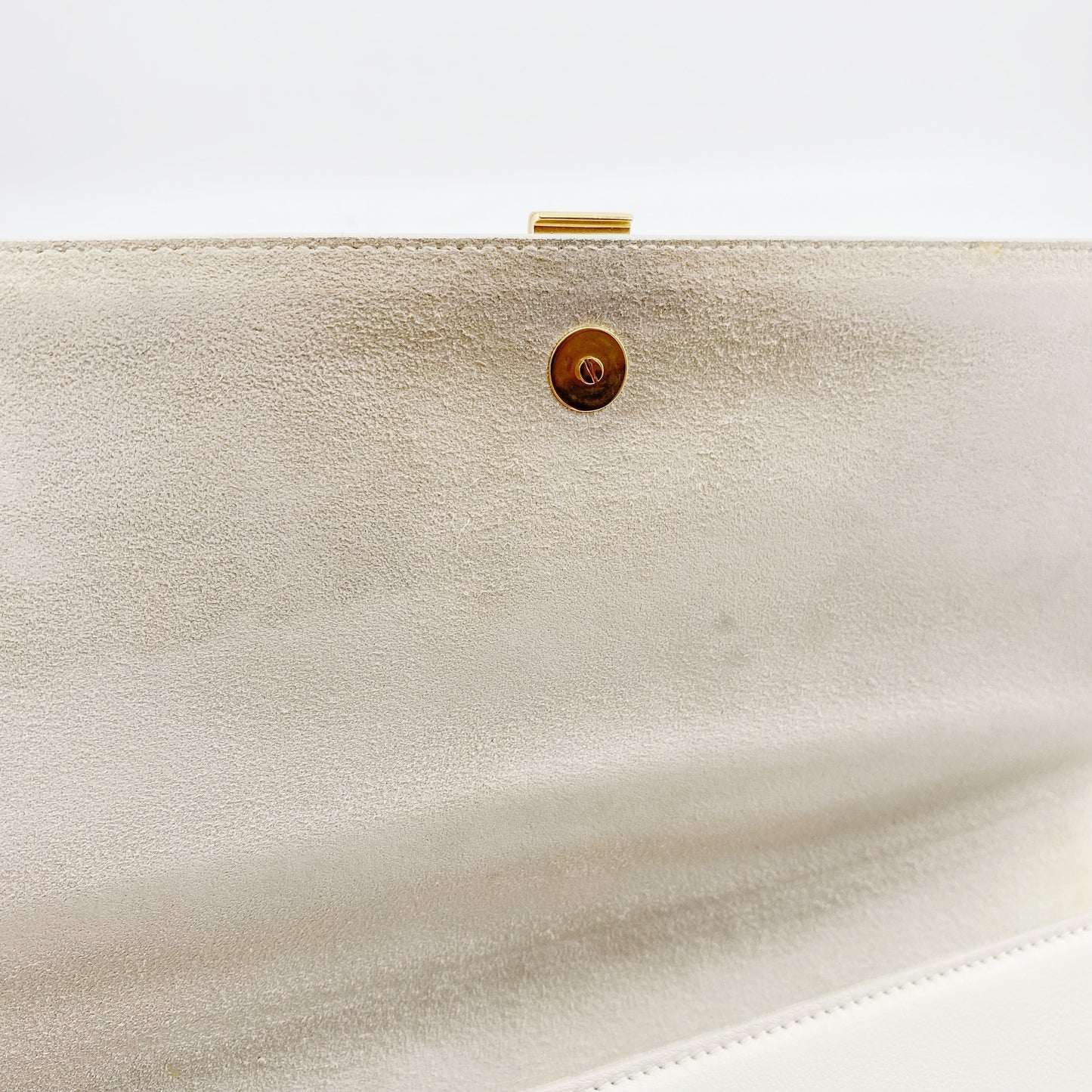 Yves Saint Laurent White Textured Leather Y-ligne Clutch