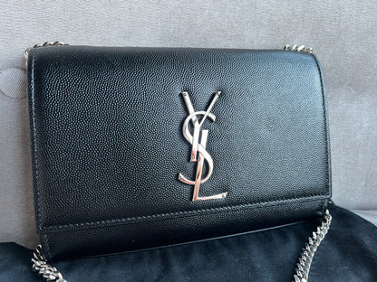 Yves Saint Laurent (YSL) Black Small Kate with Silver Hardware