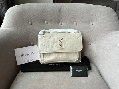 Yves Saint Laurent (YSL) Blanc Vintage Medium Niki Chain Bag