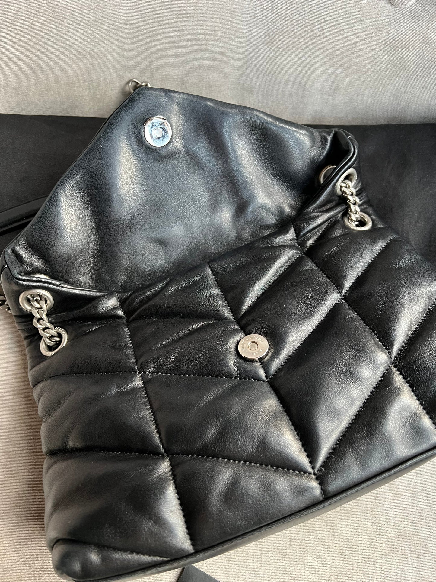 Yves Saint Laurent (YSL) Small Puffer in Black Quilted Lambskin