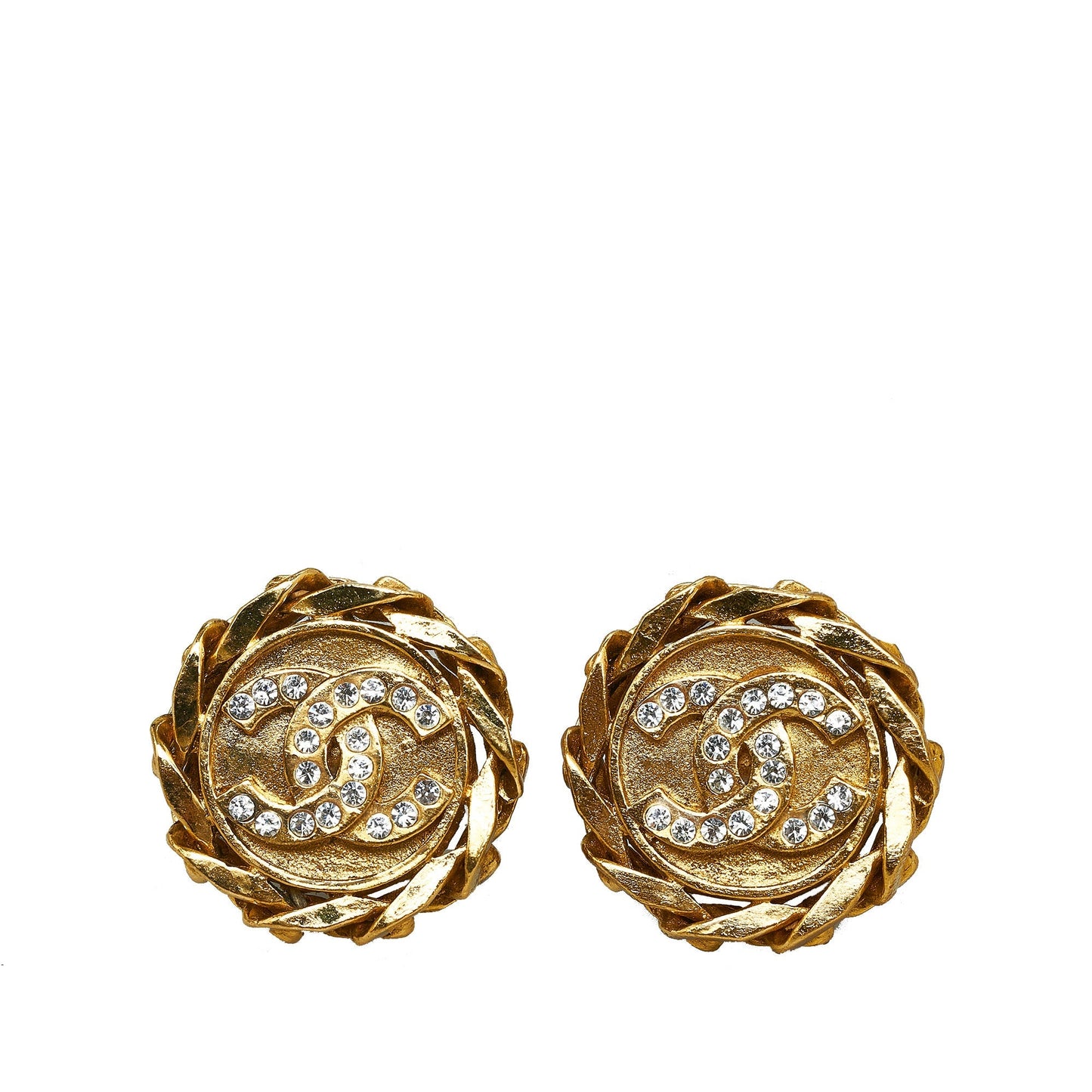 CHANEL CC Rhinestone Clip-On Earrings Costume Earrings