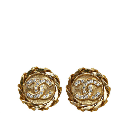 CHANEL CC Rhinestone Clip-On Earrings Costume Earrings