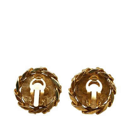 CHANEL CC Rhinestone Clip-On Earrings Costume Earrings