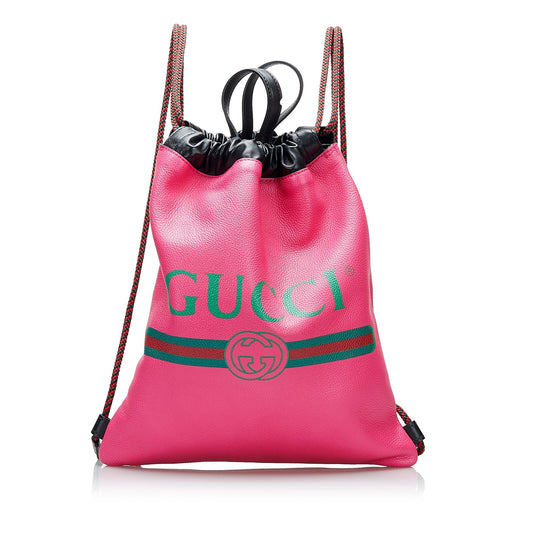 Gucci Logo Drawstring Backpack