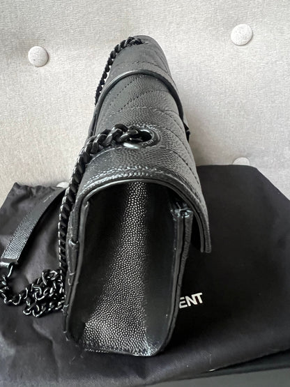 Yves Saint Laurent (YSL) Black on Black Small Envelope Bag