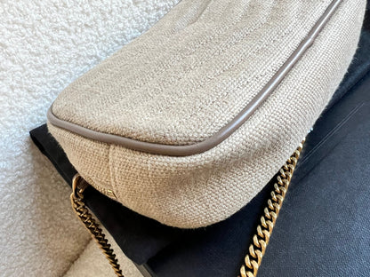 Yves Saint Laurent (YSL) Beige Linen Mini Lou Camera Bag