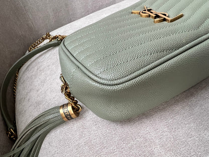 Yves Saint Laurent (YSL) Sage Green Mini Lou Camera Bag