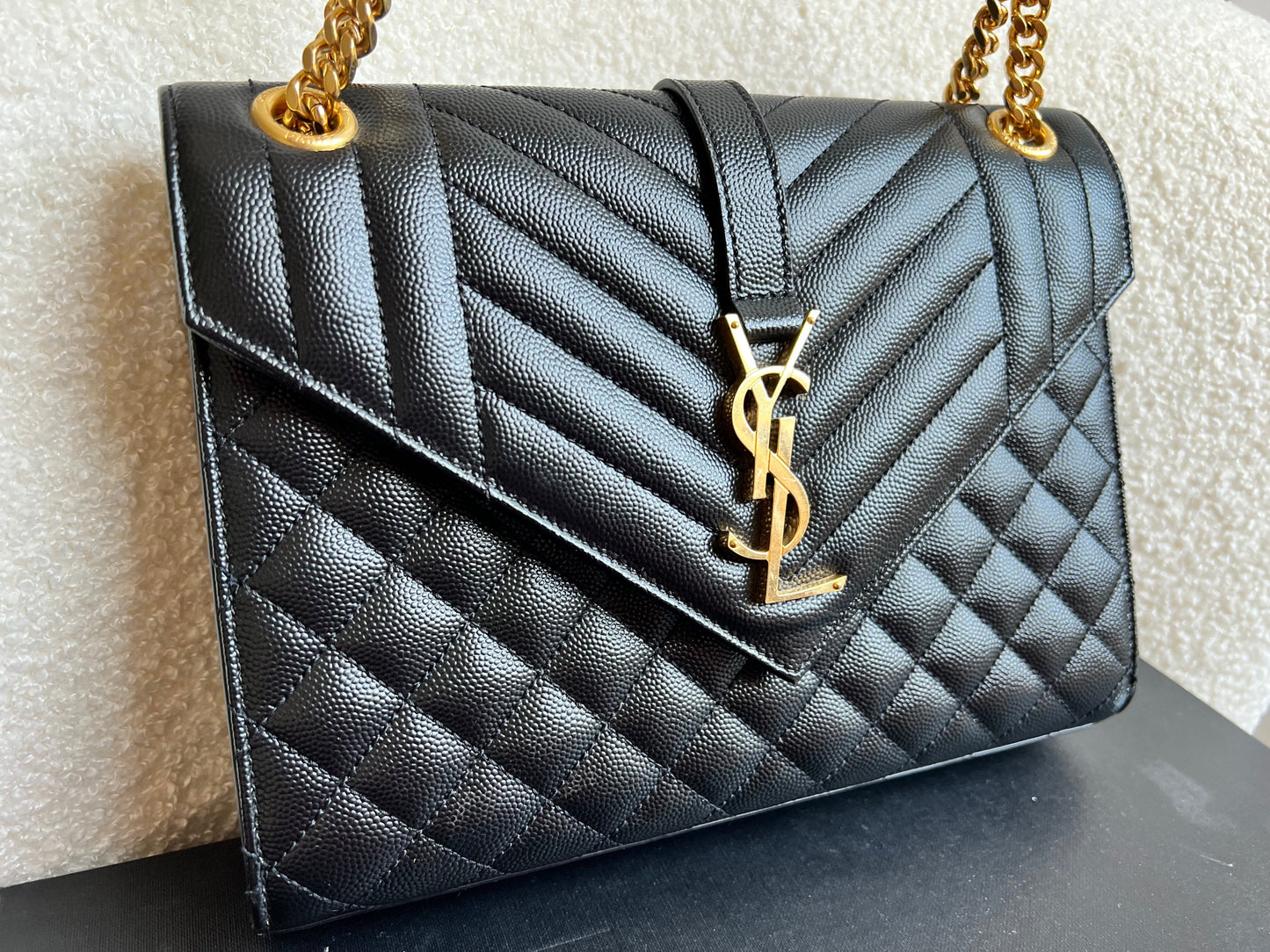 Yves Saint Laurent (YSL) Black Medium Envelope Bag