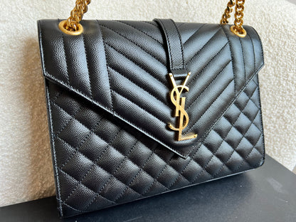 Yves Saint Laurent (YSL) Black Medium Envelope Bag