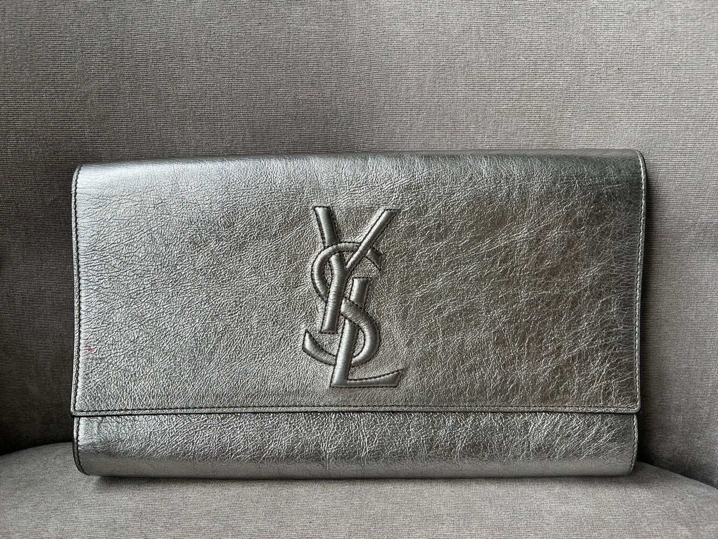 Yves Saint Laurent (YSL) Silver Belle de Jour Clutch