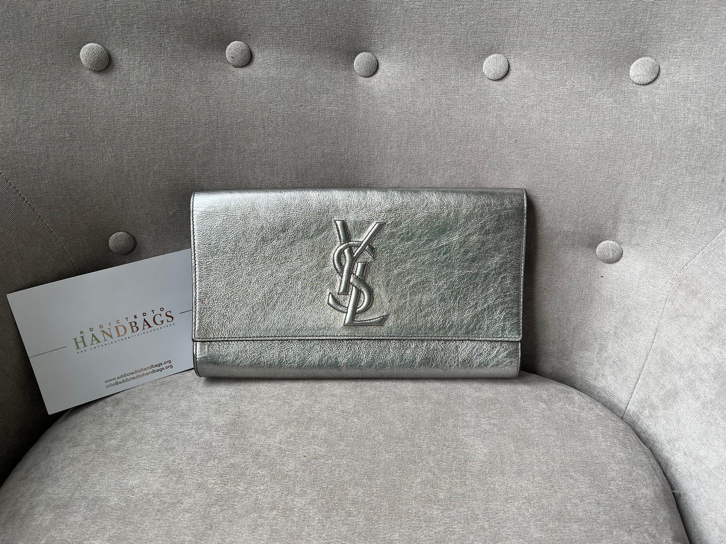 Yves Saint Laurent (YSL) Silver Belle de Jour Clutch