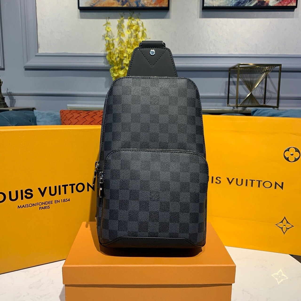 Louis Vuitton Avenue Sling Bag 32cm Damier Graphite Canvas Spring/Summer