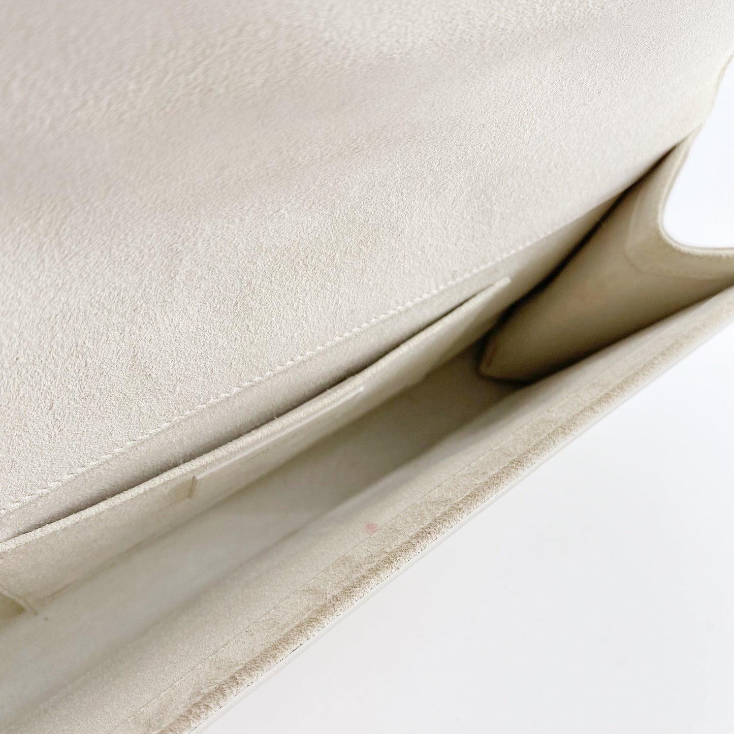 Yves Saint Laurent White Textured Leather Y-ligne Clutch