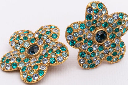 Boucles d'oreilles strassées Yves Saint Laurent