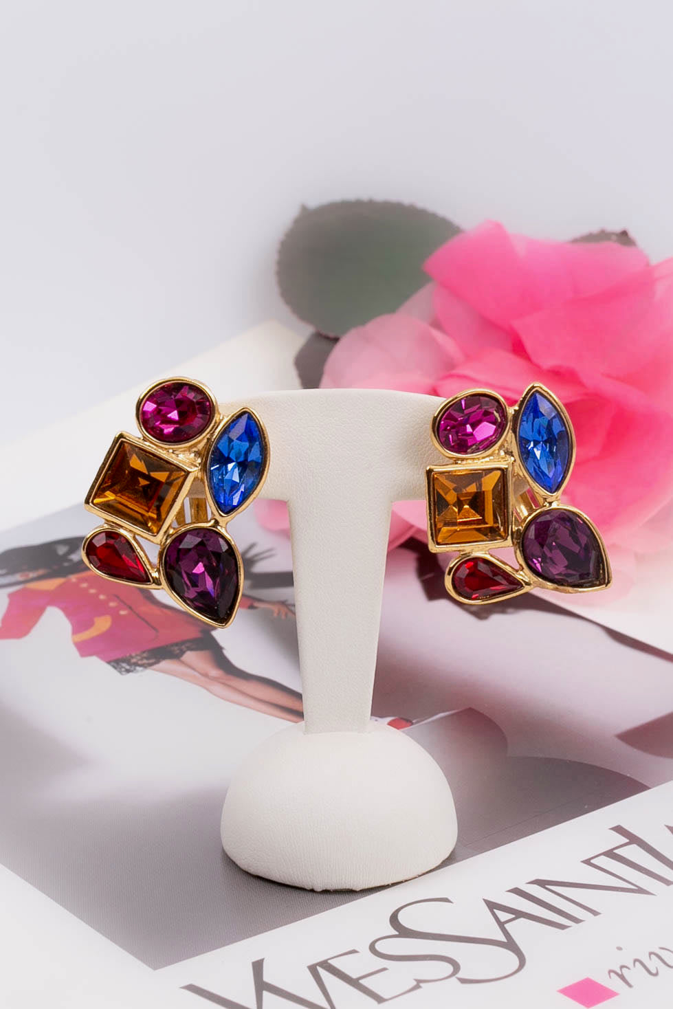 Boucles d'oreilles multicolores Yves Saint Laurent