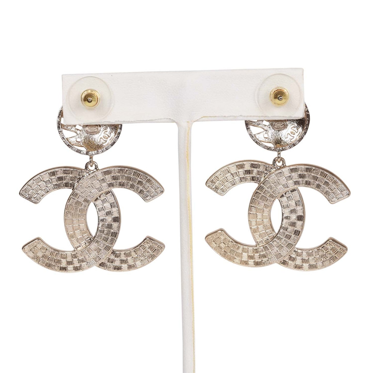 Chanel Black and White Enamel CC Logo Earrings