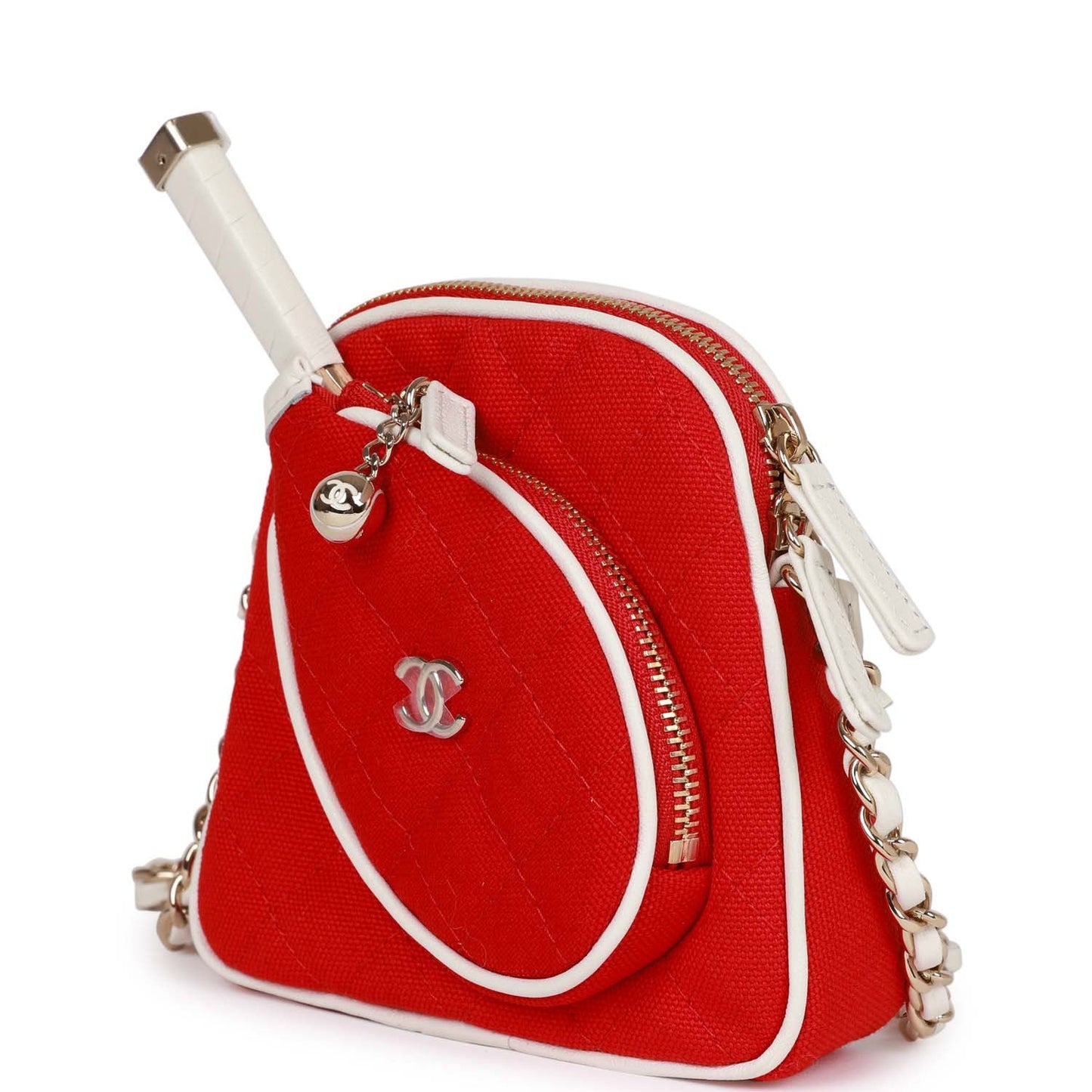 Chanel "Monte-Carlo" Mini Crossbody Tennis Bag Red Canvas Light Gold Hardware