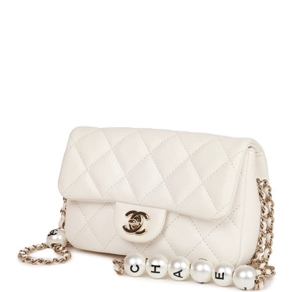 Chanel "My Precious" Flap Bag Imitation Pearl White Lambskin Light Gold Hardware