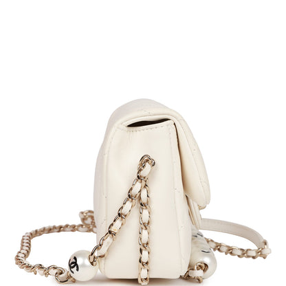 Chanel "My Precious" Flap Bag Imitation Pearl White Lambskin Light Gold Hardware