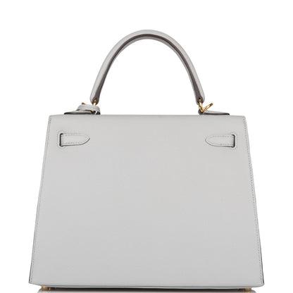 Hermes Kelly Sellier 25 Bleu Glacier Epsom Gold Hardware