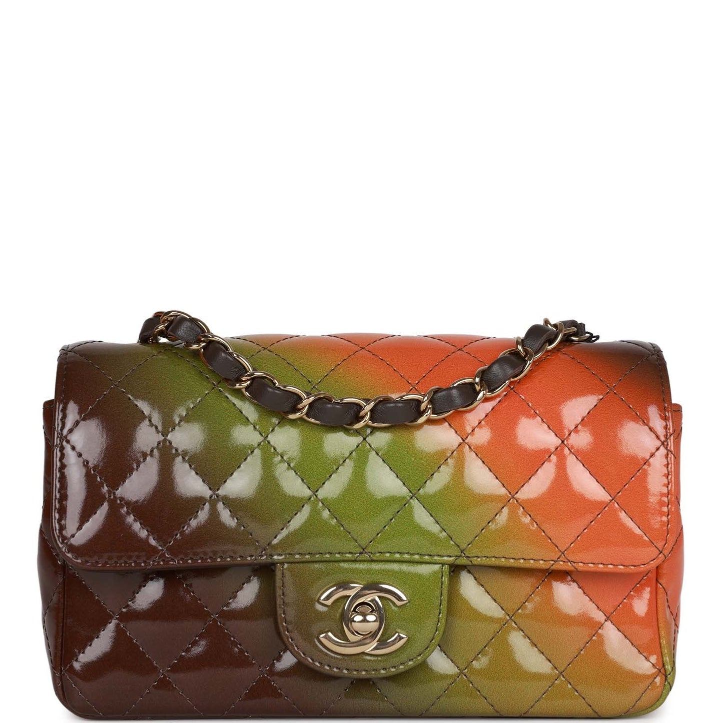 Chanel "Senegal Collection" Sunset Patent Leather Mini Classic Flap Bag Light Gold Hardware