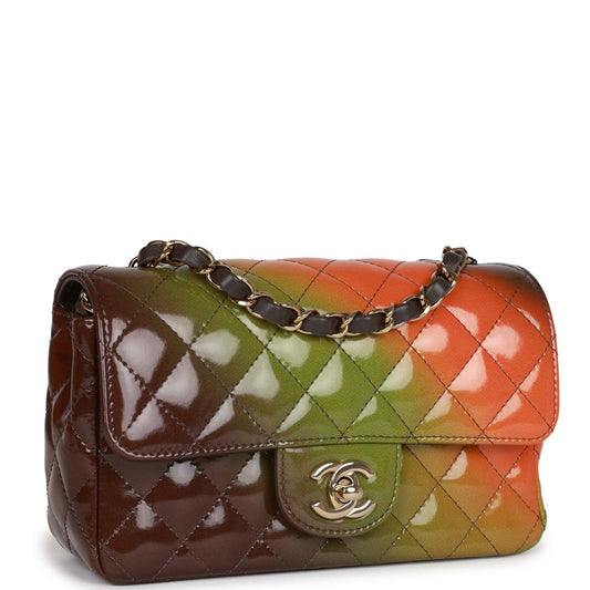 Chanel "Senegal Collection" Sunset Patent Leather Mini Classic Flap Bag Light Gold Hardware