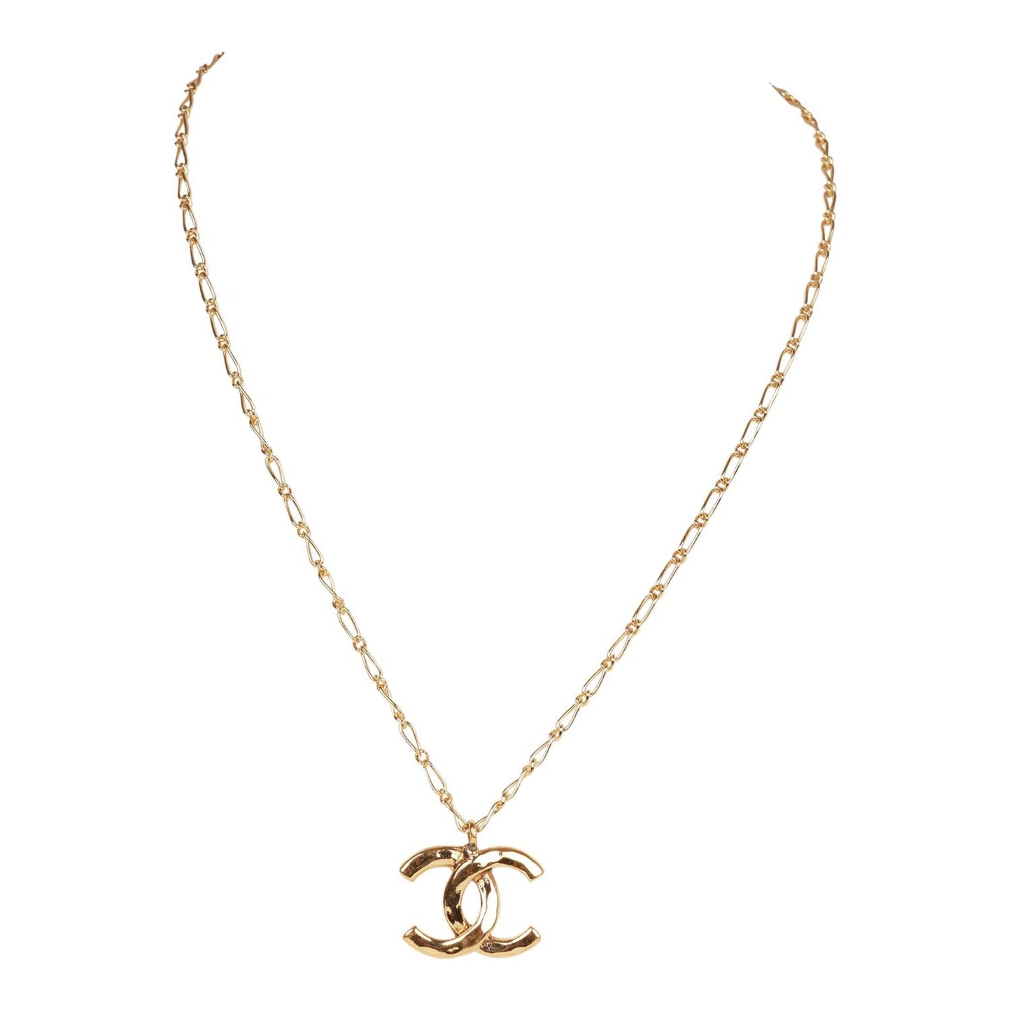 Chanel Vintage Gold CC Logo Pendant Necklace