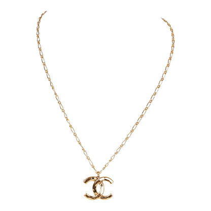 Chanel Vintage Gold CC Logo Pendant Necklace