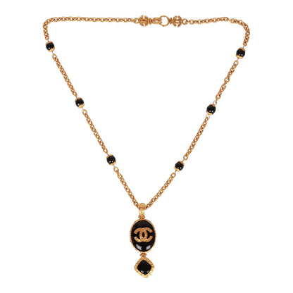 Chanel Vintage Gold Embossed CC Logo Pendant Necklace