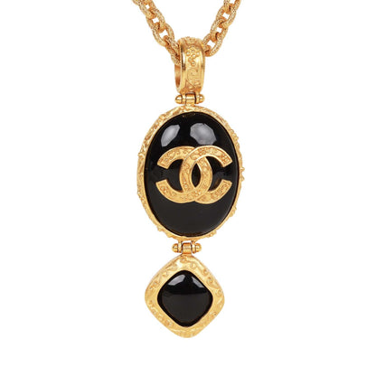 Chanel Vintage Gold Embossed CC Logo Pendant Necklace